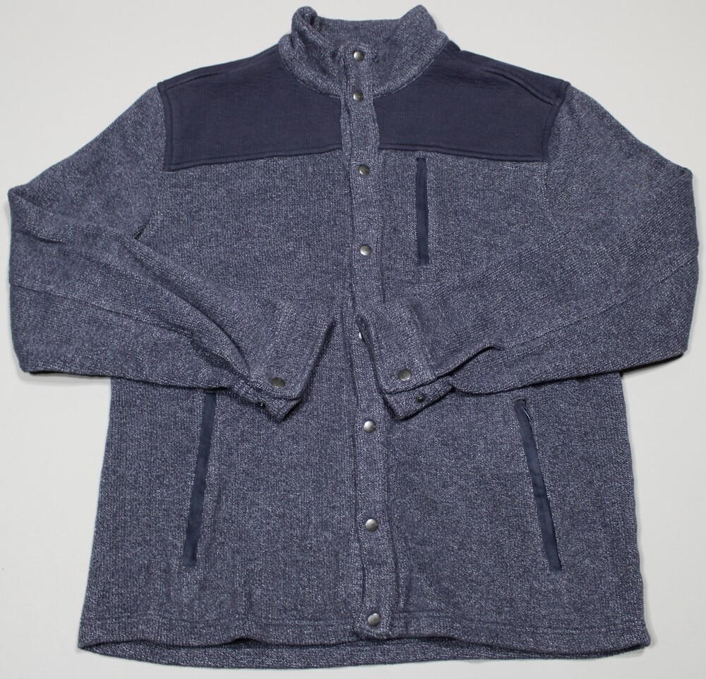 Johnston & Murphy Brushed Full Snap Jacket Mens Medium Navy Blue Zip Pockets